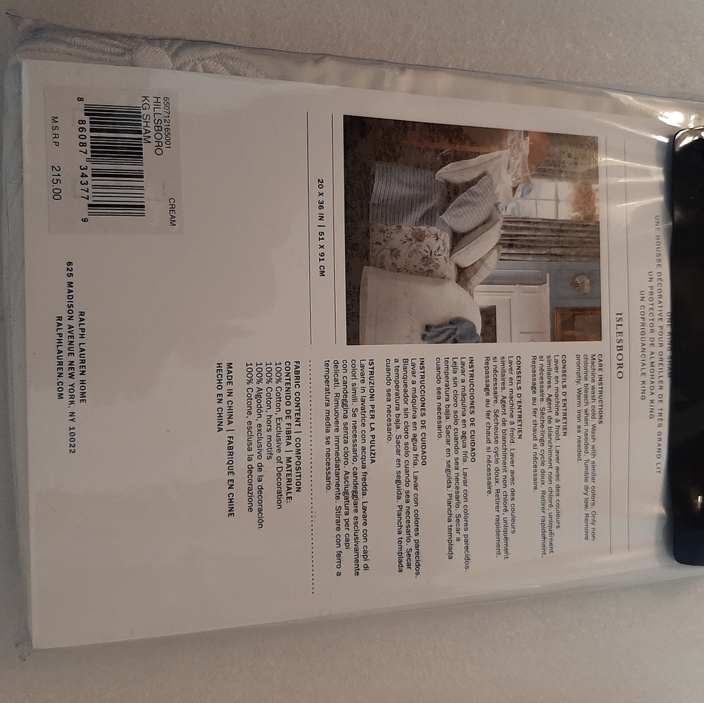Ralph Lauren KING Islesboro Hillsboro Shams MSRP $430 Cream - Picture 7 of 14